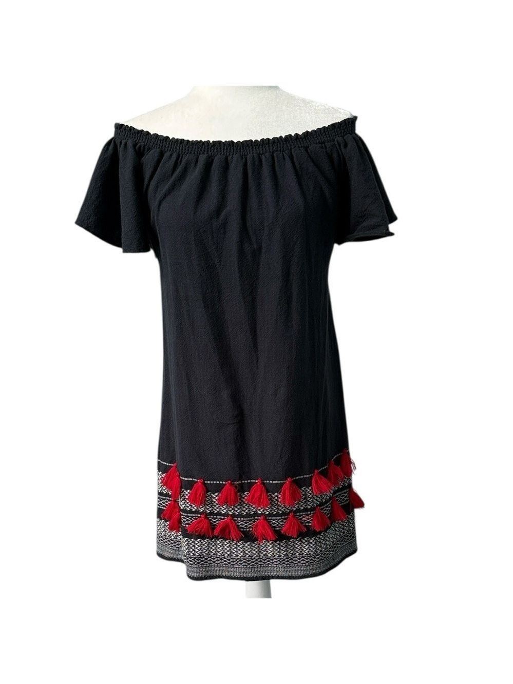 Piper by Townsen Apala Off The Shoulder Tassel Mini Dress Size Small